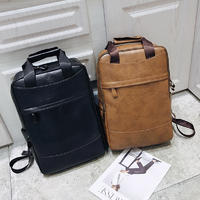 Wholesale Good quality vintage mens PU backpack synthetic leather laptop rucksack